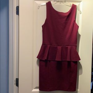 Wine peplum dress